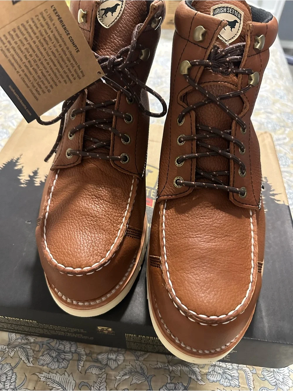Irish Setter Men's Brown Leather Moc Toe Work Boots 7” wingshooter